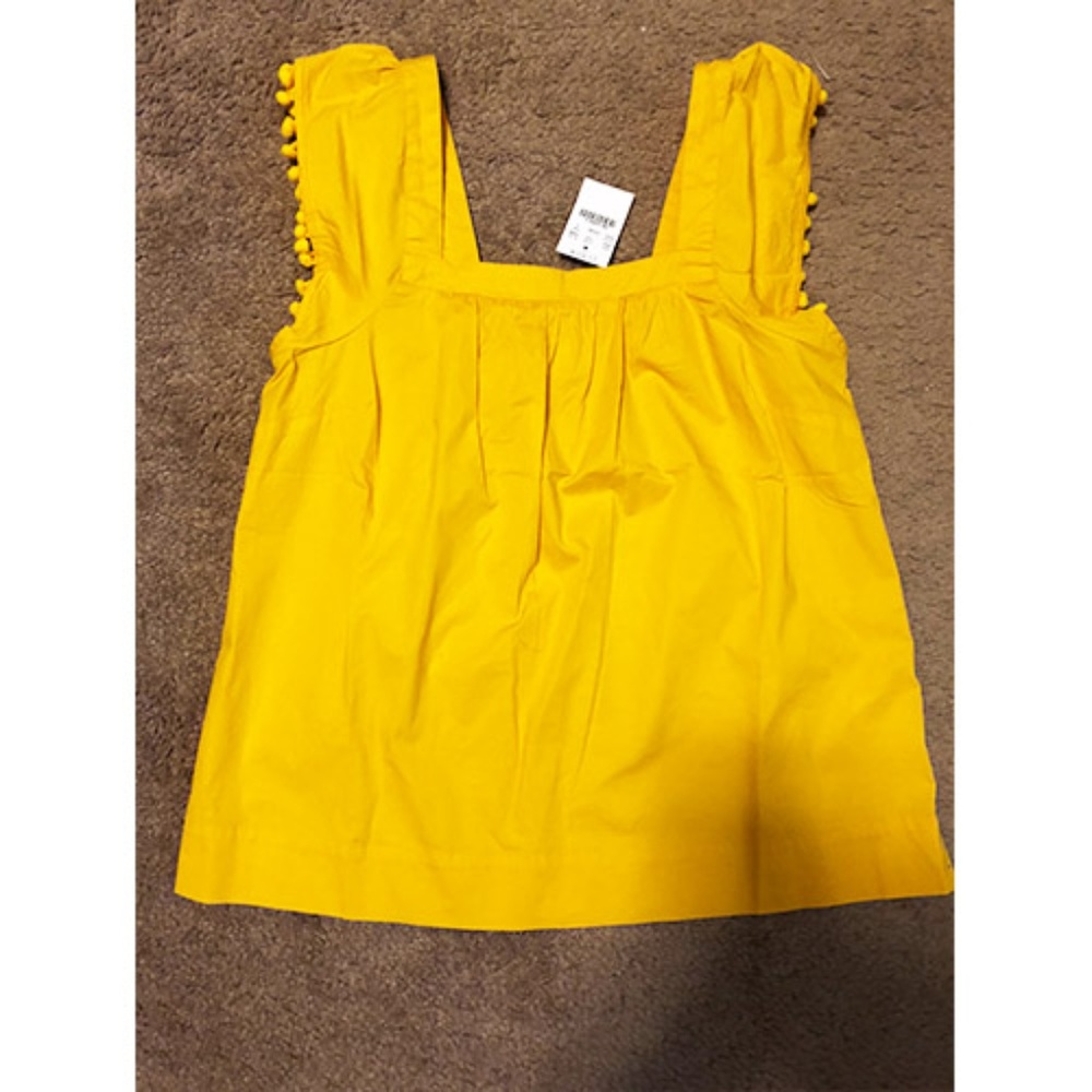 J Crew Top with Pom-Pom Trim